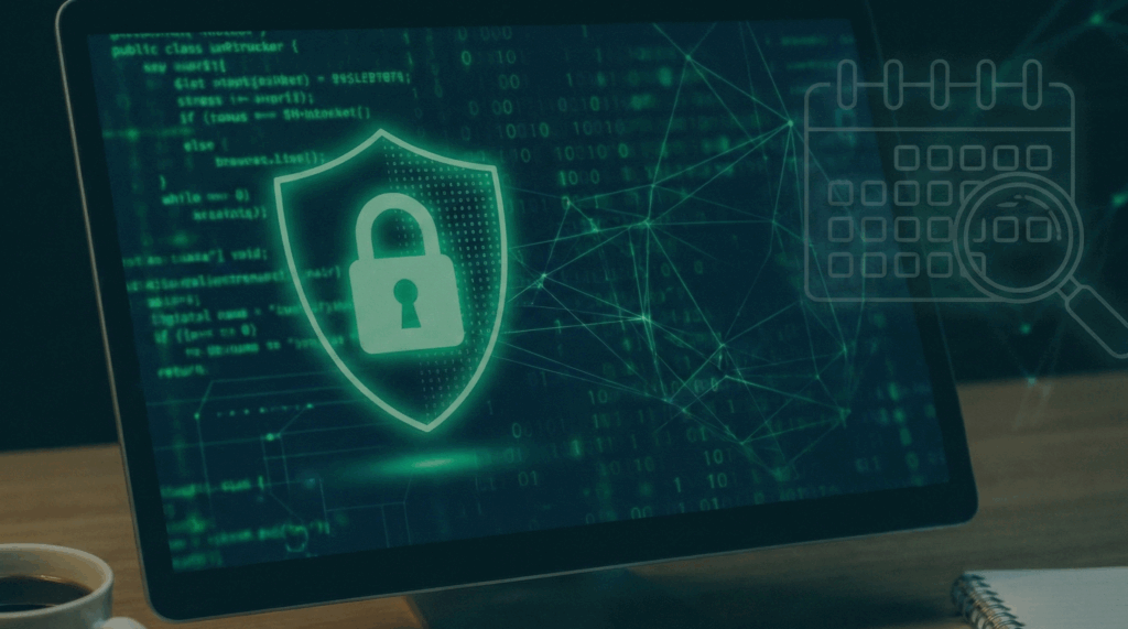 Symbolbild für IT-Security Lagebericht mit digitalem Schutzschild